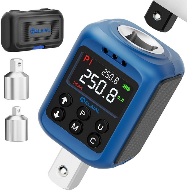 ALAIAL 디지털 토크 어댑터 1/2" 3 7-250 8 Ft-lb / 5-340 Nm 2 % 정확도의 디지털 토크 렌치 컨버터 버저 및 LED 표시등 2 모드 4 유닛, 3.7-250.8 Ft-lb