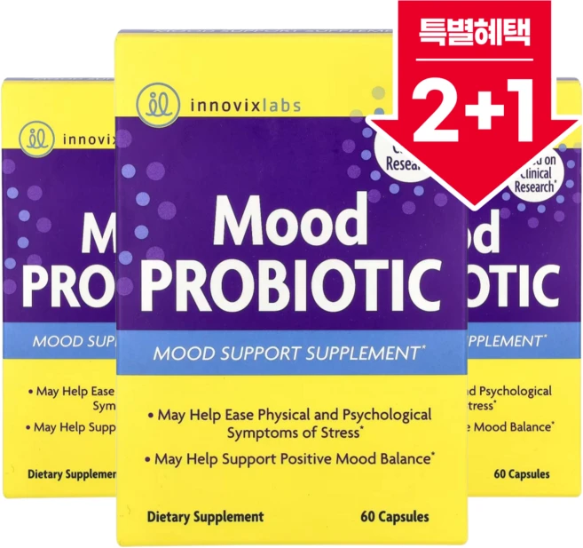 2+1 이노빅스랩스 무드 프로바이오틱 캡슐 60정 / 해외직구 미국정품, 3개 - 쿠팡