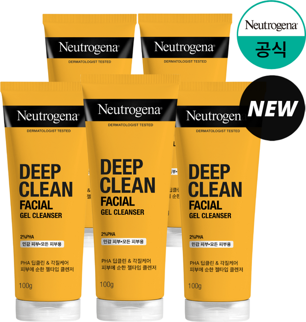 NEW 뉴트로지나 딥클린 훼이셜 클렌징 젤, 100ml, 5개