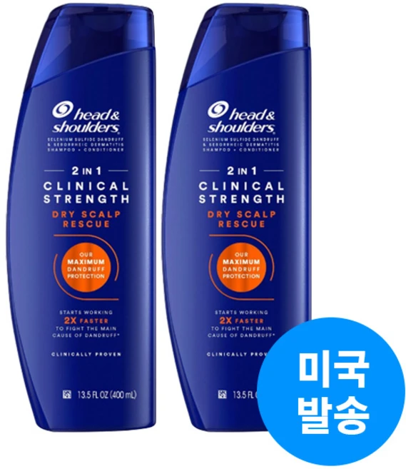 헤드앤숄더 2인1 클리니컬 스트렝스 드라이 스칼프 레스큐 샴푸, 2개, 400ml - 쿠팡