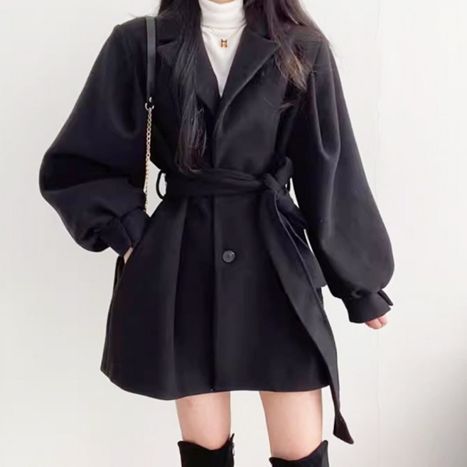 온율 퍼프 정장 하프 코트