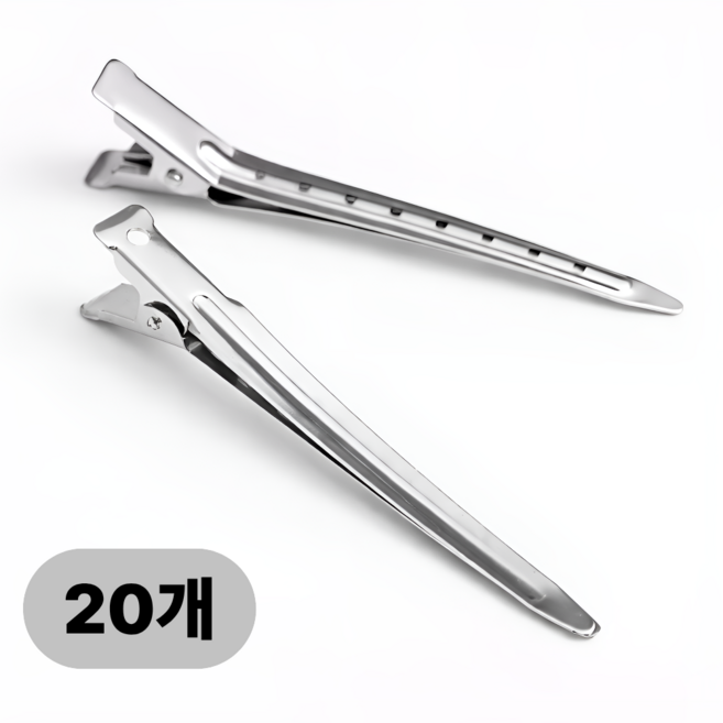 리치라라 무자국 고급 헤어클립 대형, 20개, 실버