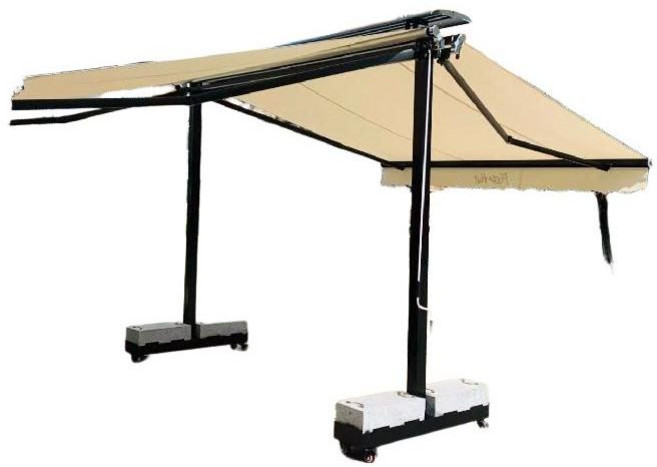 제이베니-918 자가설치용 어닝 캐노피 방수 수동 자동 고정 햇빛가리개 더블 버터플라이 타프 양면 폴딩, 24. 회백색(6m x 3m)