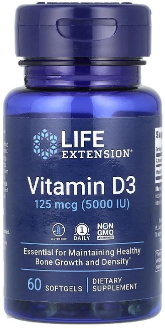 라이프익스텐션 비건 비타민D3 125mcg 5000IU 베지 캡슐 60정 미국 해외 직구, 1개 - 쿠팡
