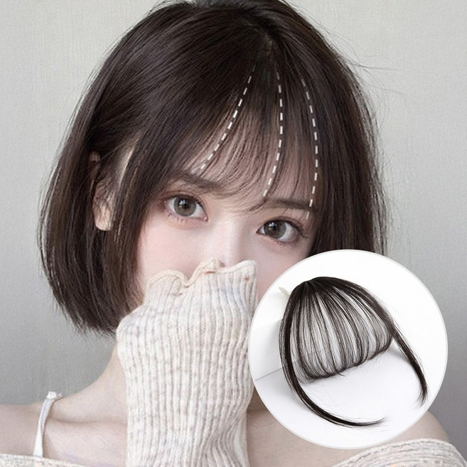 일호장신구 내추럴핏 시스루 앞머리 가발핀 시스루뱅 자연스러운 부분헤어 셀프앞머리 커버연출, 1개, 웜블랙