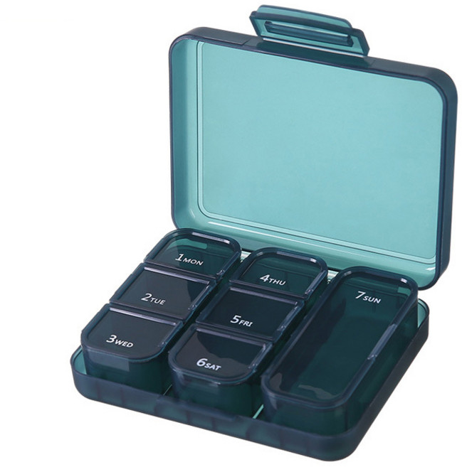 시우리빙 일주일 7칸 분리형 휴대용 알약 케이스, 네이비, 1개