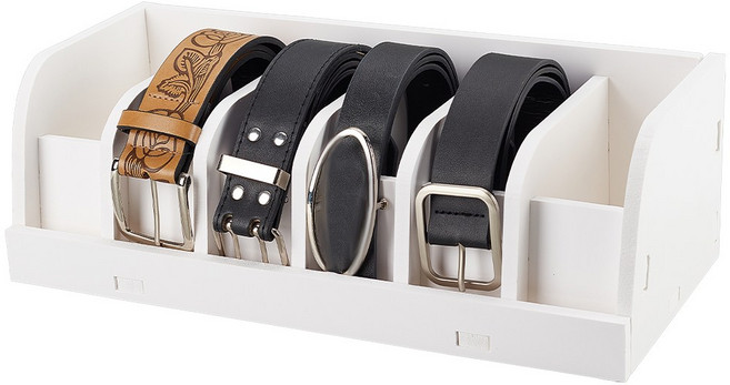 벨트 정리함 5단 접이식 옷장 서랍용 벨트 보관대 플라스틱 수납 정리대 화이트 35x15x11.5cm, 1세트