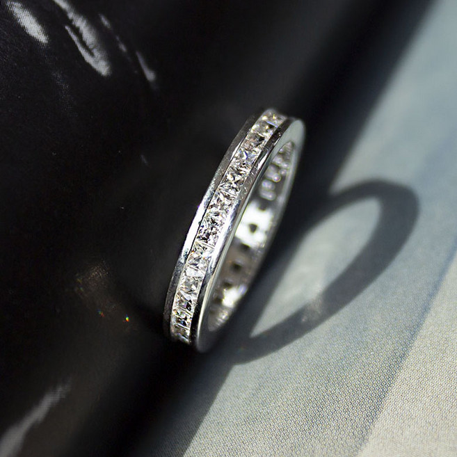 라퐁텐 실버 925 베첼 테니스 밴드 가드링 큐빅 반지