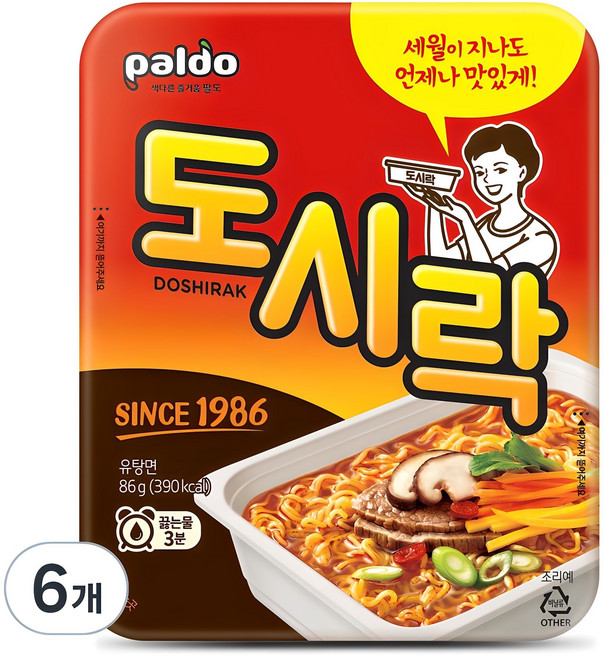 팔도도시락 컵라면 86g, 6개