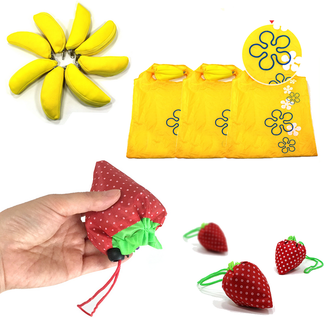 휴대용 장바구니 접이식 천가방 마트 시장바구니 인쇄가능 판촉 개업, 딸기장바구니(색상랜덤), 1개