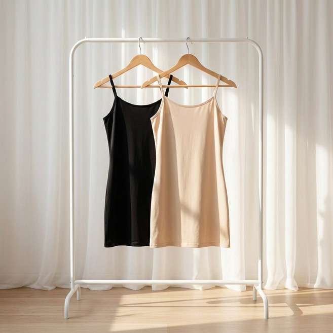 끈나시 슬립 원피스 기본 이너 롱 끈나시