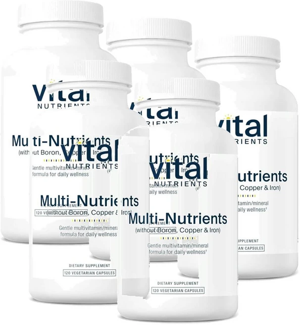 바이탈 뉴트리언츠 멀티-뉴트리언트 보론 코퍼 앤 철분프리 멀티비타민 캡슐 Vital Nutrients Multi-Nutrients, 5개, 120정 - 쿠팡