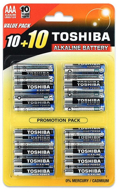 20개 건전지 기본 알카라인 AAA 도시바 일반 힘센 배터리 SG-3DP24-2773