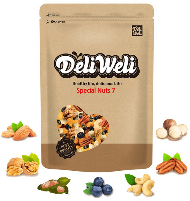 델리웰리 스페셜 견과 7 대용량 1kg 매일견과 신선한 견과류와 건과일을 한번에, 1개