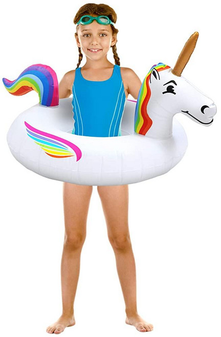GoFloats 유니콘 수영장 파티 튜브 - 공기 주입식 래프트 어린이 및 성인 주니어 멀티 128018 3635187696, 파티 튜브 주니어