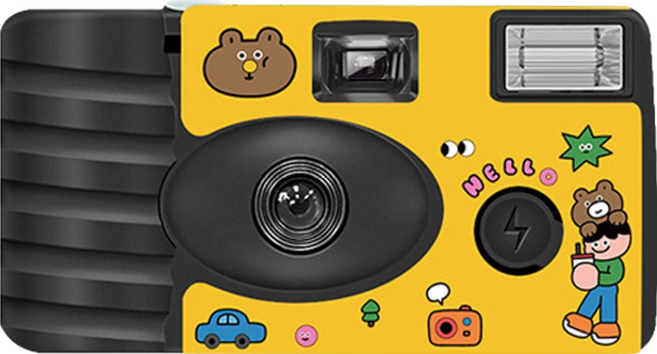 Haokon 일회용 플래시 풀 프레임 컬러 필름 카메라 27장, 1개, CLICK027