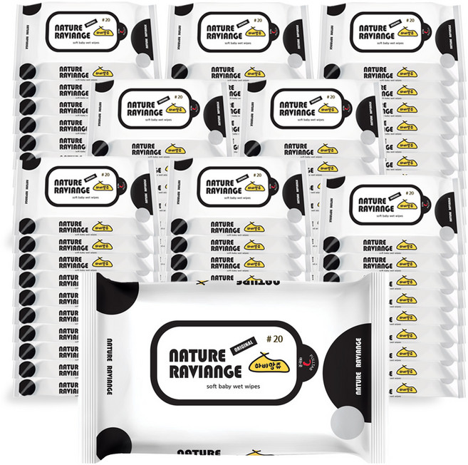 하비앙쥬 고급형 휴대용 물티슈 20매, 80개입, 1세트