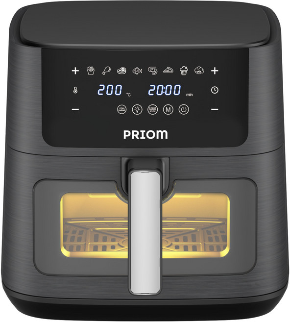 프리옴 저소음 에어프라이어 9L 대용량 보이는 투명 유리창, 블랙, AF-BLACK 9L