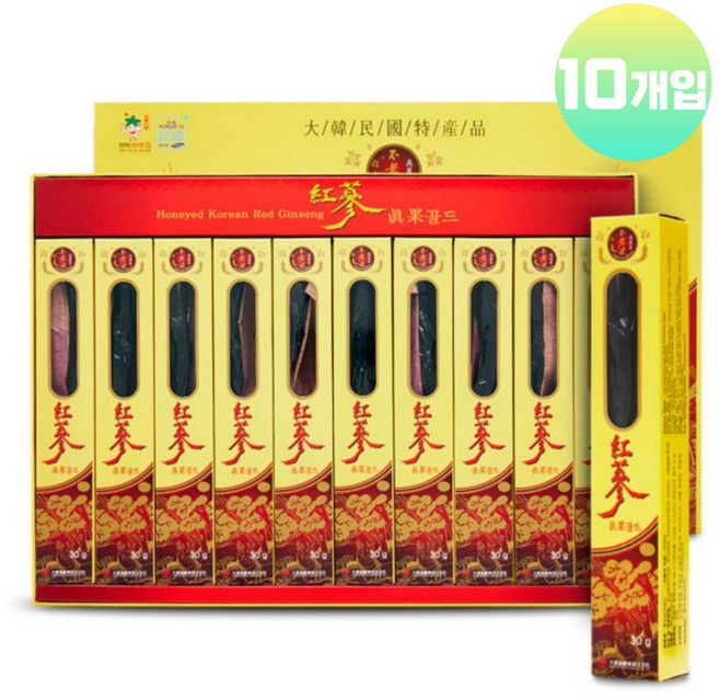 홍삼정과 골드 벌꿀 당침 고려 홍삼 진과 뿌리삼 개별포장 어르신 부모님 명절 설 추석 선물세트, 1세트, 300g