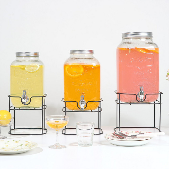 크린리빙 대용량 음료 쥬스 유리 디스펜서 카페 저그 피처 물병 8L, 1개, 1개