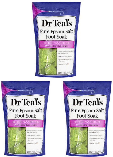 닥터틸즈 퓨어 엡솜 솔트 풋 소크 리바이탈라이즈 & 리프레시 쿨링 페퍼민트 909g, 3개, 1개