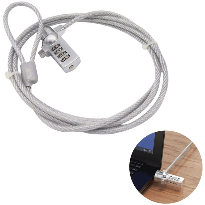 도나토르 노트북 도난방지 켄싱턴 다이얼 잠금장치, 실버