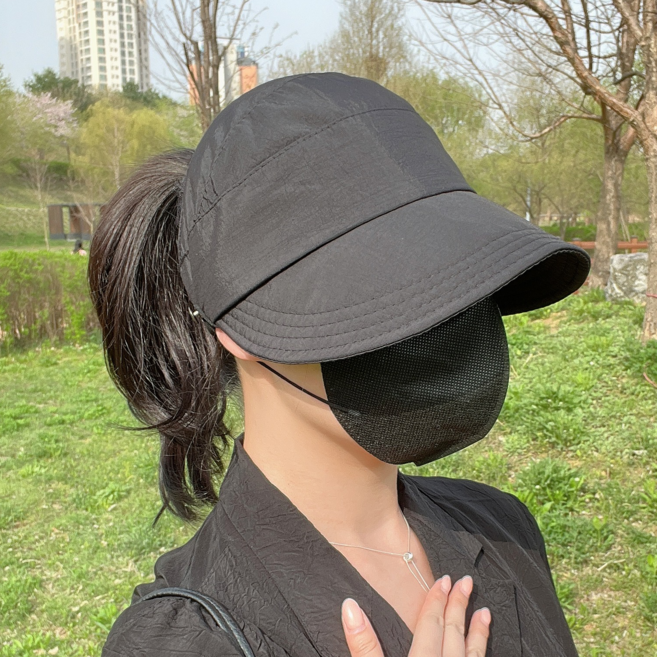 유니위니 UW 자외선차단 등산 러닝 썬캡 포니테일 마스크걸이 대두 옆광대 모자