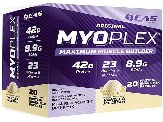 오리지널 MYOPLEX 맥시멈 머슬 빌더 딸기 밀크쉐이크 20개입 EAS, 20 Count (Pack of 1)