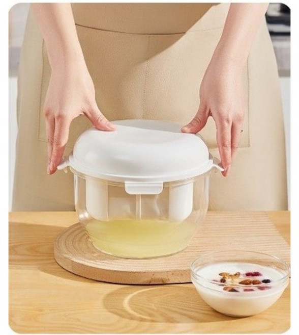 웰리브 초대형 대용량 2.45L 그릭 요거트 메이커 유청 분리기, 화이트, 1개