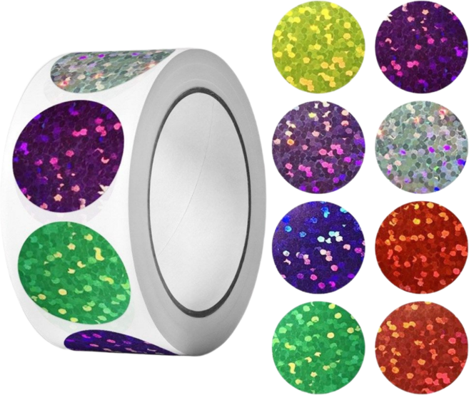 반짝이 원형 롤 스티커 8종 색상 500매 다꾸, 500매(FS572), 혼합(S572), 1개