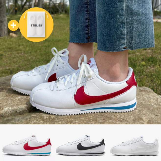나이키 코르테즈 화이트 블랙 레드 스니커즈 여성 운동화 러닝화 패션 데일리 TTBLISS 슈즈케이스 증정 NCWR7