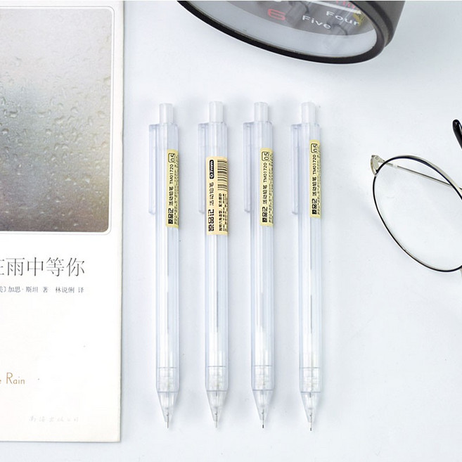 [小橘朵朵生活館] 磨砂透明自動鉛筆 0.5mm 六角筆桿 日系簡約 手帳筆 學生文具 辦公文具 素色自動筆, 2個裝