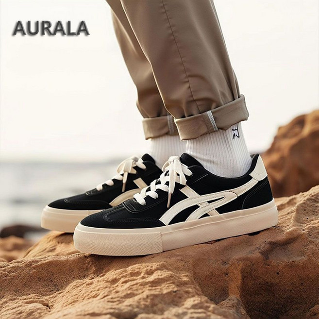 AURALA 남성 캐주얼 운동화 올드스쿨 스니커즈 슬립온 푹신한 발편한 운동화 데일리 워킹화