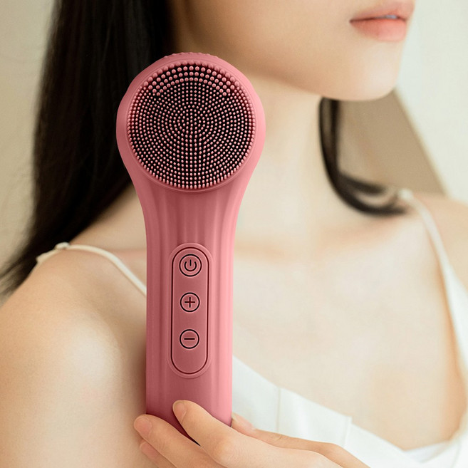 LOMESO 진동클렌저 실리콘 브러시 세안 전동 클렌저 온열 얼굴클렌징기계, 벽돌색