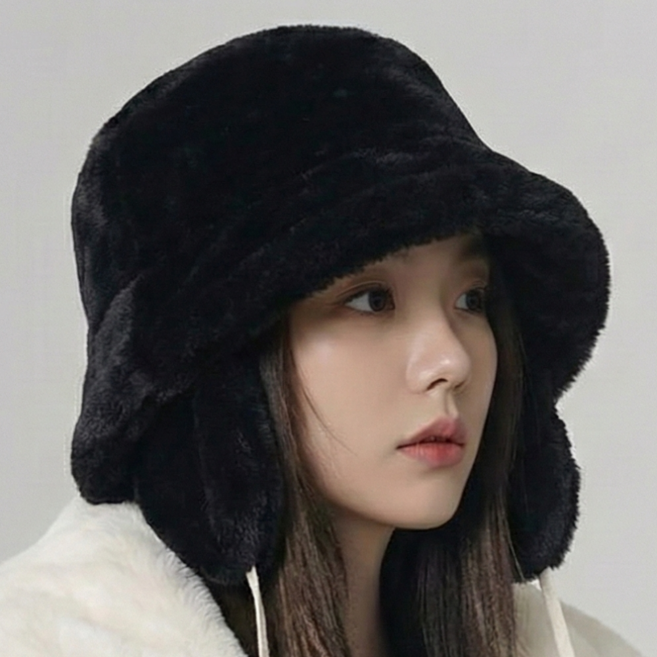 [귀마개 탈부착] 누아르디스 페이크퍼 벙거지 모자 겨울 방한 버킷햇