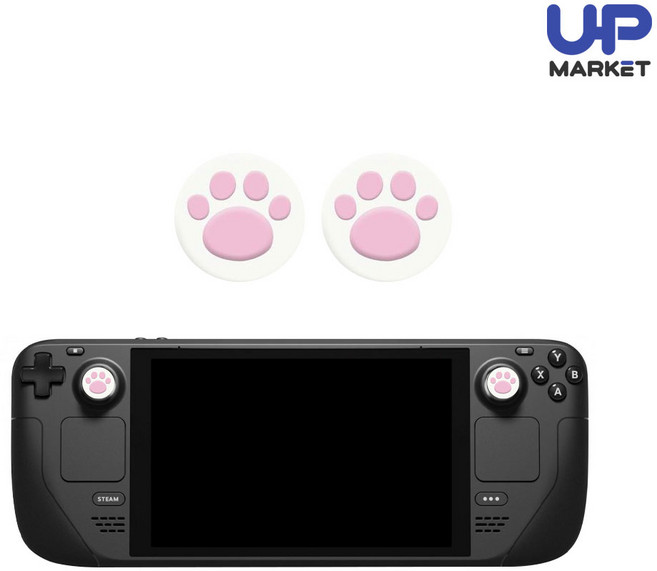 스팀덱 스틱커버 고양이 발바닥, 핑크 화이트 2개입, 1개