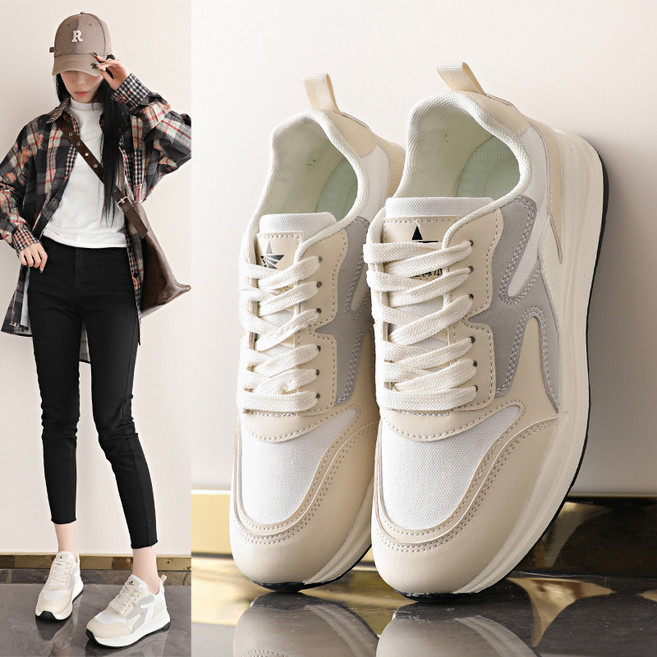 26SS 여성 화이트 라지 스니커즈 - 두꺼운창 경량 데일리 운동화 키높이 캐주얼 트레킹화