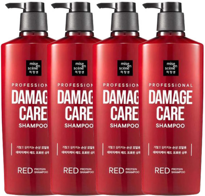 미쟝센 데미지케어 레드 프로틴 샴푸, 680ml, 4개