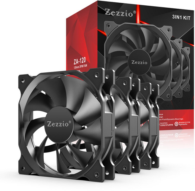 ZEZZIO ZA 120 쿨러 케이스 3IN 컴퓨터 12CM 무소음 포트 냉각, ZA120 3in1, 1) ZA120 3in1  없음 RGBBlack, ZA 120 3in1, 1개