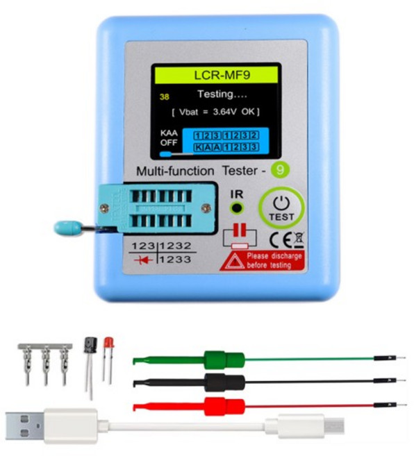 LCR-MF9 TFT LCD 디스플레이 멀티 계량기 트랜지스터 테스터 다이오드 트라이오드 캐패시터 저항 테스트 계량기 MOSFET NPN PNP 트라이악 MOS 1.8 인치