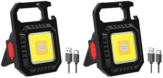 LED 키체인 플래시라이트 USB-C 충전식 600루멘 휴대용 미니 토치 라이트 포켓 랜턴 플러드 작업등 자석 포, 2PCS-BOX