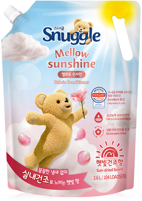 스너글 햇빛건조향 섬유유연제 멜로우 선샤인, 2.6L, 1개