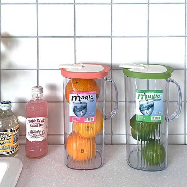 플라코 매직원형 가정용 업소용 손잡이 물병 1.5L 1.8L 연두