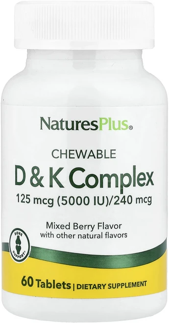 NaturesPlus 츄어블 D 및 K 복합체 믹스 베리 60정, NaturesPlus츄어블D및K복합체믹스베리60정, 1개 - 쿠팡