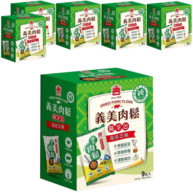 義美 純肉鬆隨享包 海苔芝麻 9包, 135g, 6盒