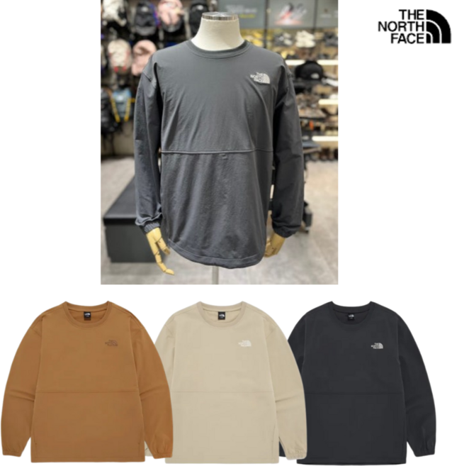 백화점정품 노스페이스 맨투맨 남성용 아웃도어 일상 우븐 크루넥 긴팔 티셔츠