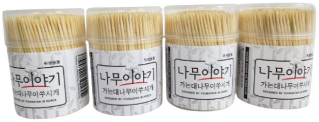 고급 대나무 가는이쑤시개 학교용 업소용, 500개입, 4개