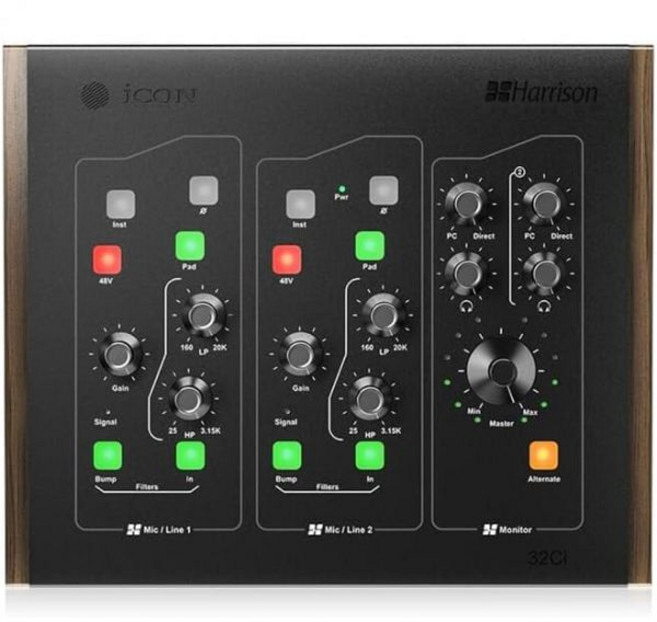 아이콘 프로 오디오 해리슨 32Ci 아날로그 마이크 프리앰프 12채널 USB C 인터페이스 - 전설적인 사운드의 관문