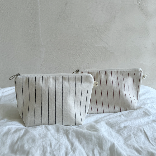 애프터눈 스튜디오 빈티지 스트라이프 파우치(레드/블랙)