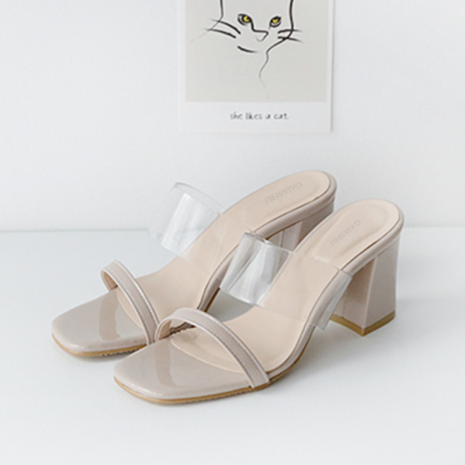 가이아슈 여성용 발편한 스트랩 슬리퍼형 샌들뮬 7cm